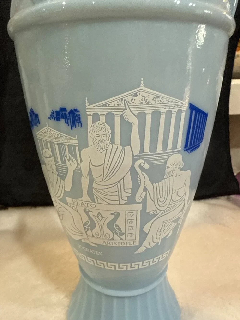 vintage 1961 Jim Beam Grecian Blue Milk Glass Decanter